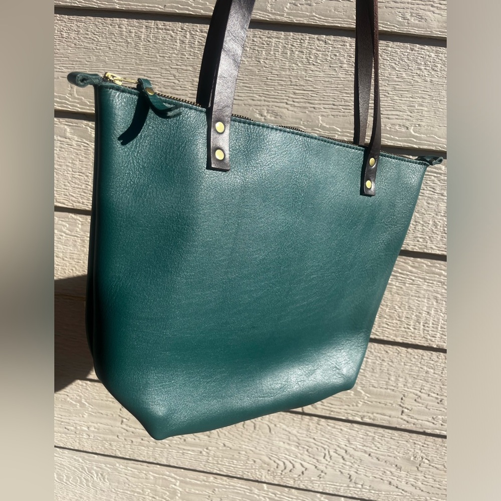 Portland Leather Goods Medium Zip Peacock Tote